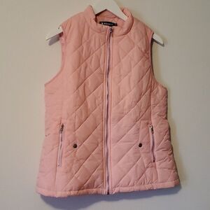 Allegra K Pink Puffer Vest Sz L